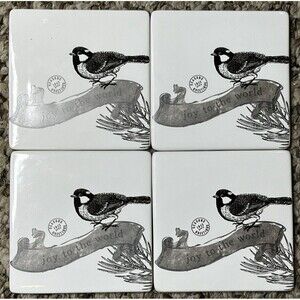 Four St. Nicholas Square Ceramic Tile Coasters Chickadee Bird